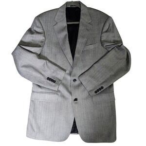CHERESKIN 100% Silk Gray White Sport Coat Jacket Mini Houndstooth Size 40 L